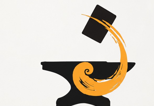 Forged Spiral anvil and golden spiral mark